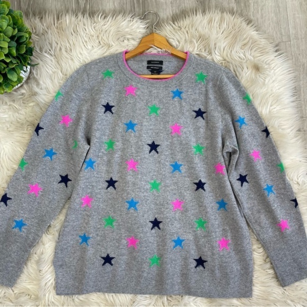 Halogen Cashmere Star‎ Print Colorful Sweater - Picture 7 of 8